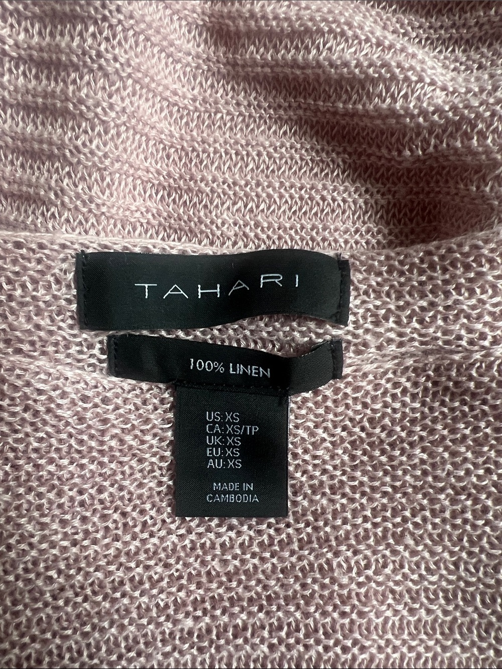 Tahari Dusty Rose Sz XS Lightweight 100% Linen Sweater Minimalist Quiet Lux - Picture 6 of 11